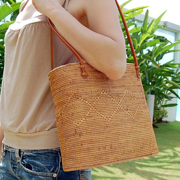 アタで編まれたかごバッグ Jタイプ かごバッグ おしゃれ トートバッグ  