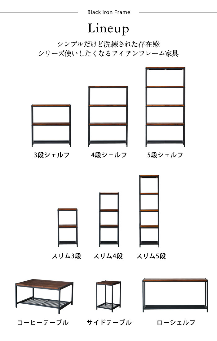 送料無料】アイアンフレームの5段シェルフ スリムタイプ(63030) タバス