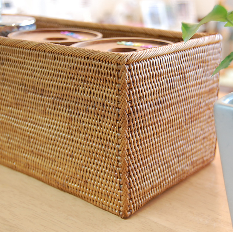 アタで編まれた長方形の収納ボックス アジアン バリ アジアン雑貨
