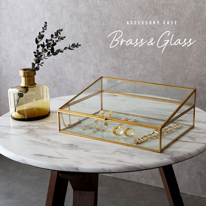 ガラスと真鍮でできたジュエリーボックス(63210) 【ガラス ジュエリー