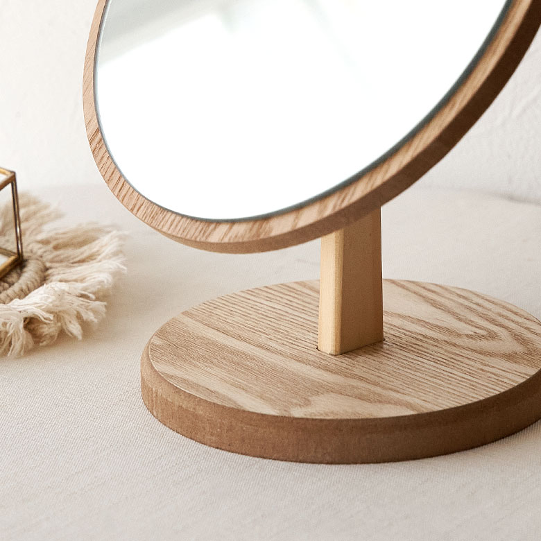【NAJICO】木製 置き鏡 卓上鏡 化粧鏡 ヴィンテージ スタンド ミラー