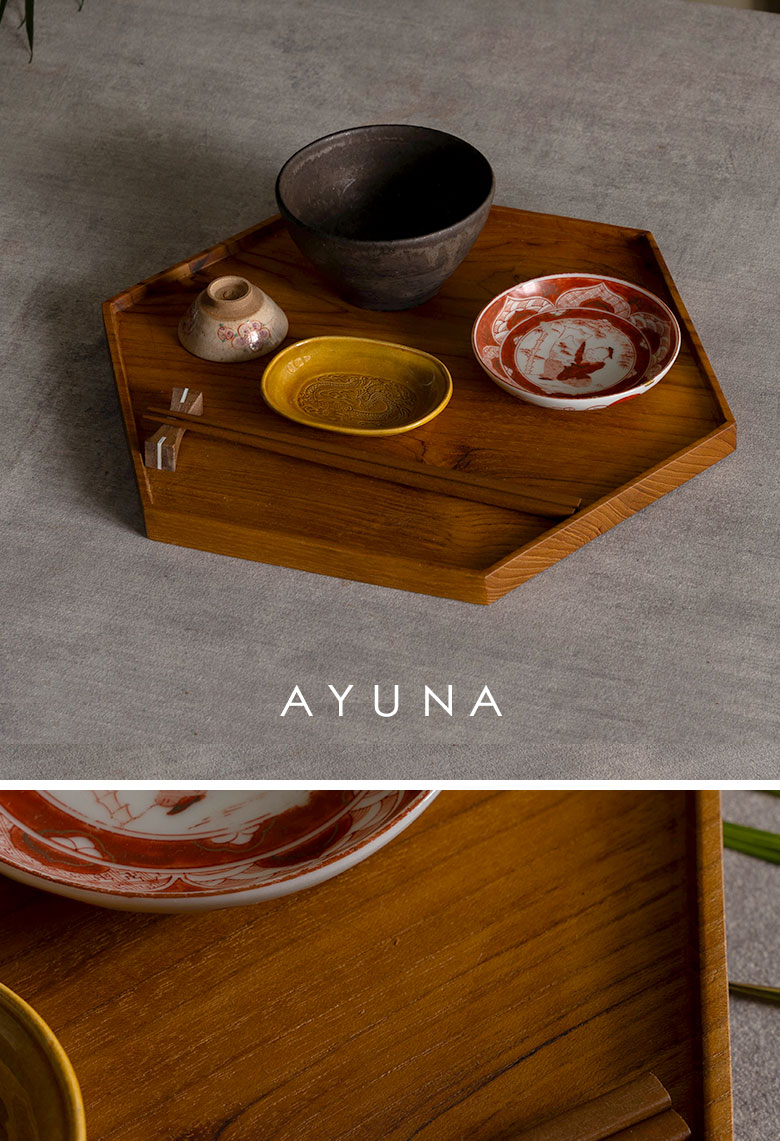 六角形木製トレイ