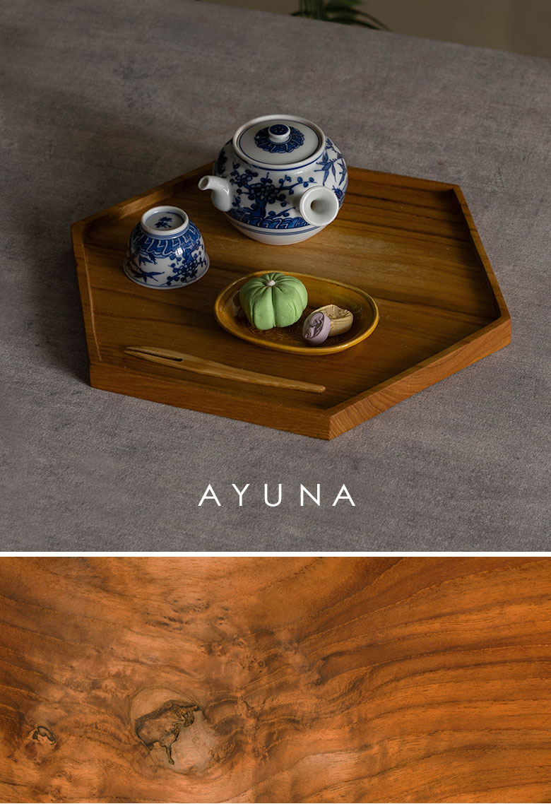 六角形木製トレイ