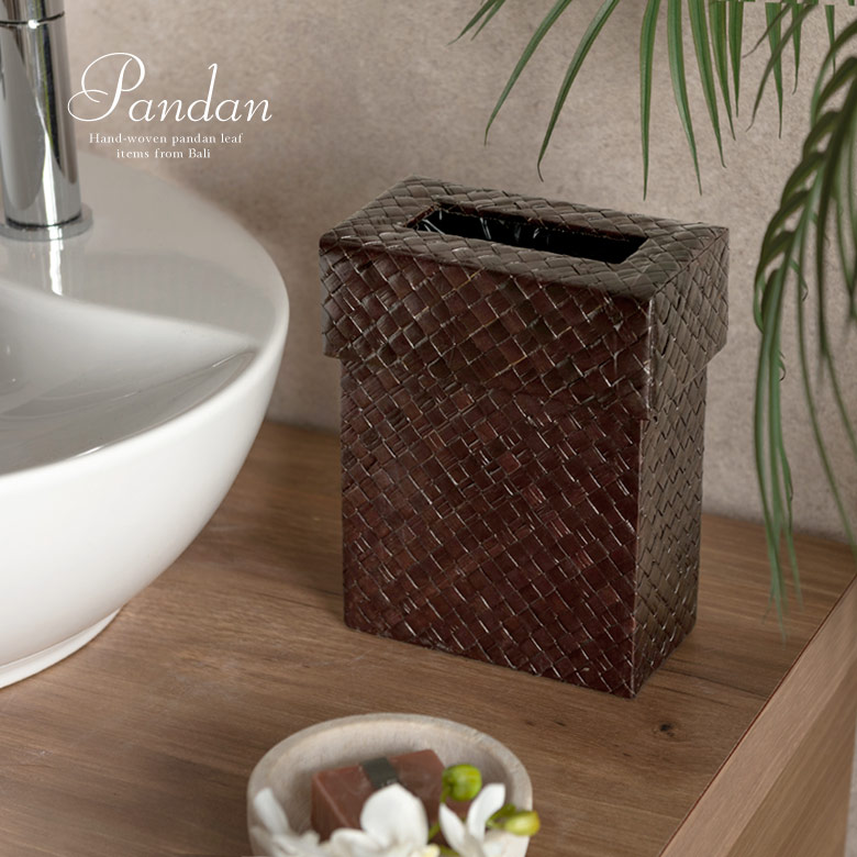インドネシア バリ島の職人が作った天然素材パンダンのごみ箱