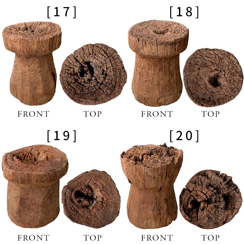 インドネシア古臼のチーク材オブジェ