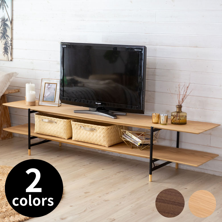 TVボード ローボード 木製 スチール ナチュラル ブラウン W 180 × D