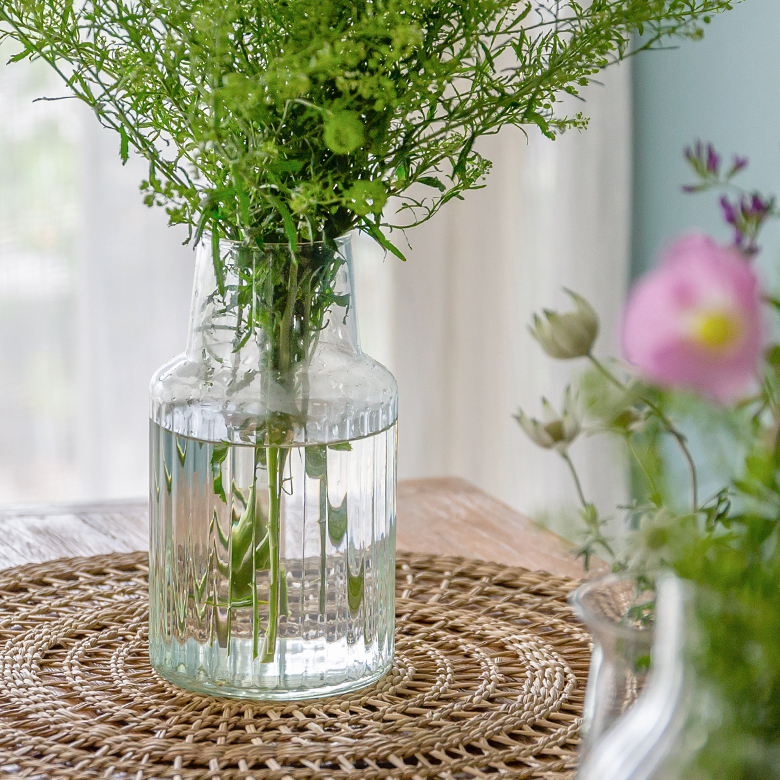 フラワーベース 花瓶 ガラス クリア 直径 10cm 高さ 18cm [90425 