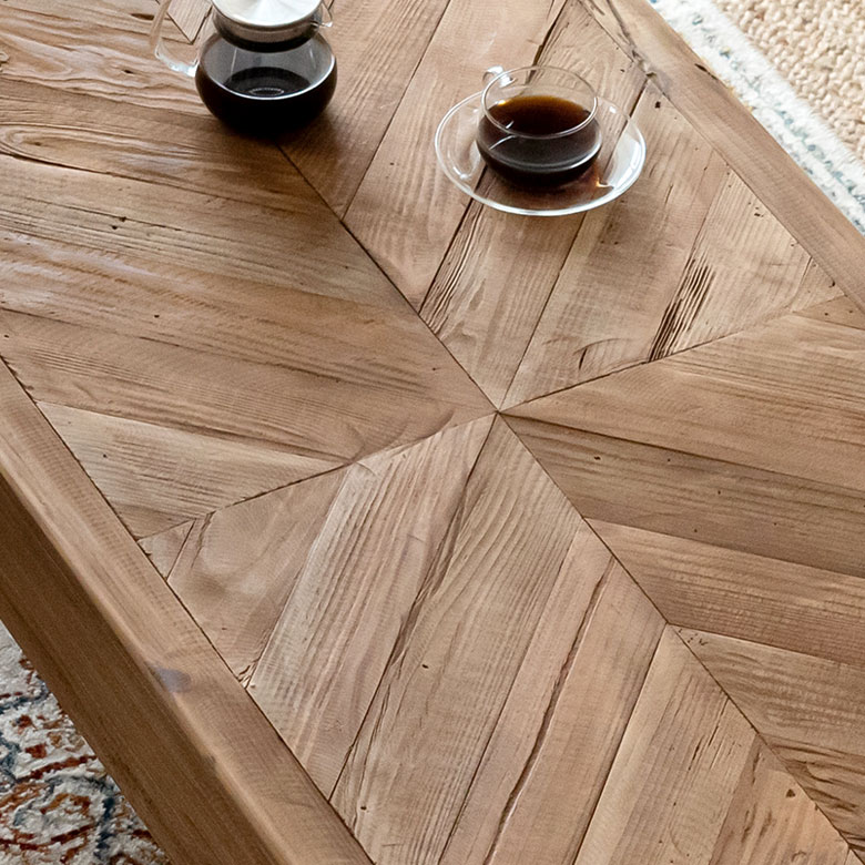 古材の寄木ローテーブル長方形