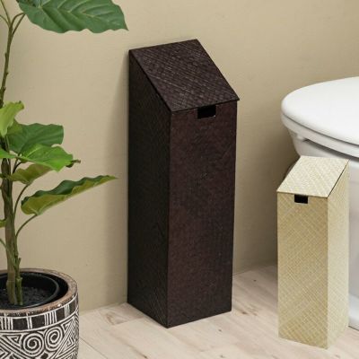 パンダン製トイレットペーパーケース スクエア型 2色展開[11705-11706]【トイレットペーパー ホルダー ケース カバー ティッシュケース バリ雑貨 アジアン雑貨 おしゃれ モダン エスニック 卓上 バリ島 ロールペーパ