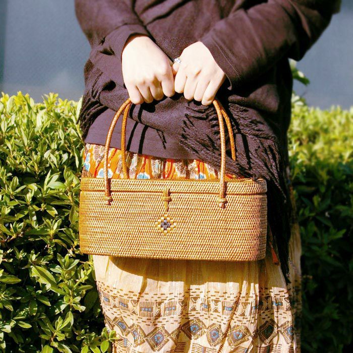 アタで編まれたかごバッグ Iタイプ かごバッグ おしゃれ トートバッグ  