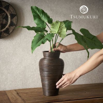 バスケット ラタン 籐 花瓶 フラワーベース 花びん 花器 約 W 20cm D 20cm H 30cm ブラウン 造花 ドライフラワー アートプランツ フェイクグリーン 水入れ不可 壺 つぼ オブジェ 雑貨 インテリア おしゃれ 北欧 リゾ