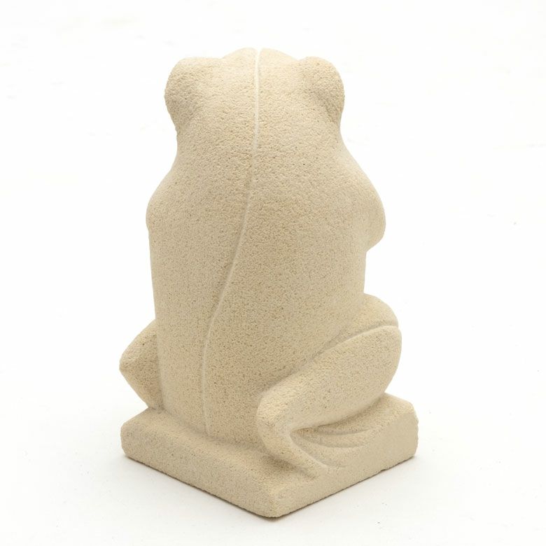 スリンを持ったカエルのガムラン隊石像 1体[9740]【バリ島の白い石像