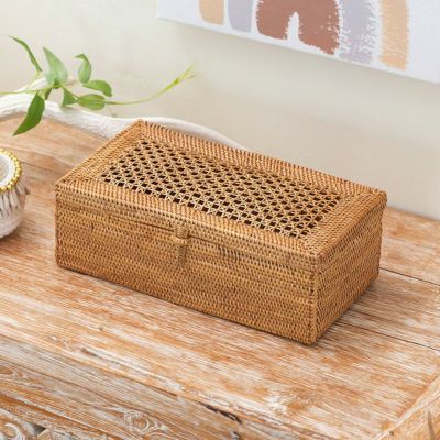 蓋がメッシュになったアタ製小物入れケース[10313]【小物入れ 収納バスケット 籠 カゴ バスケット ふた付き アジアン雑貨 インテリア おしゃれ ナチュラル フタ付き 収納ボックス 蓋付き エスニック 収納カゴ 収納か