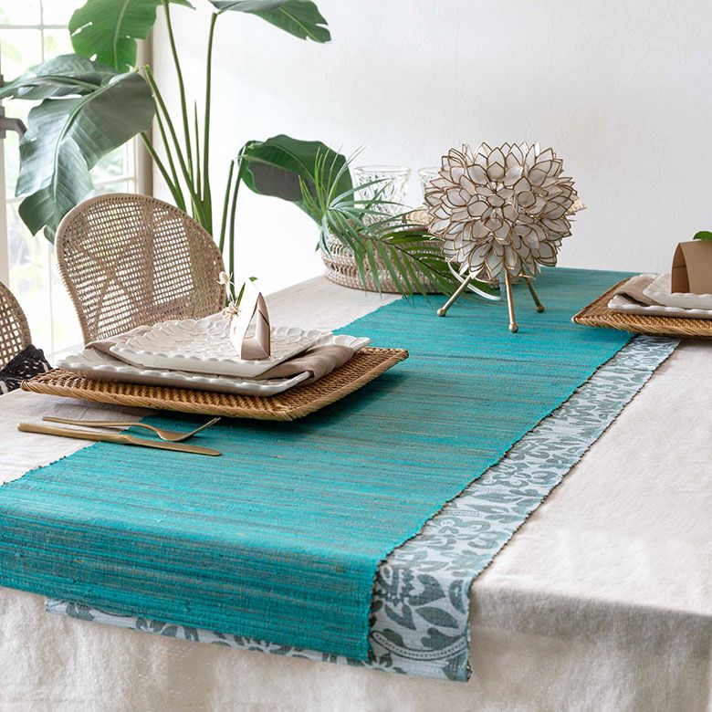 ターコイズブルー テーブルランナー 55㎝幅*7m×10枚 結婚式 ウォーター