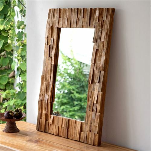 競売 QuQuRi 木枠ミラー ウォールミラー 立て掛け 壁掛け 鏡 鏡(壁掛け 