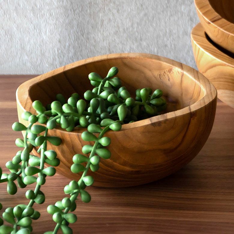 トレイ チークウッド 木製 ウッド ボウル Sサイズ ハンドメイド