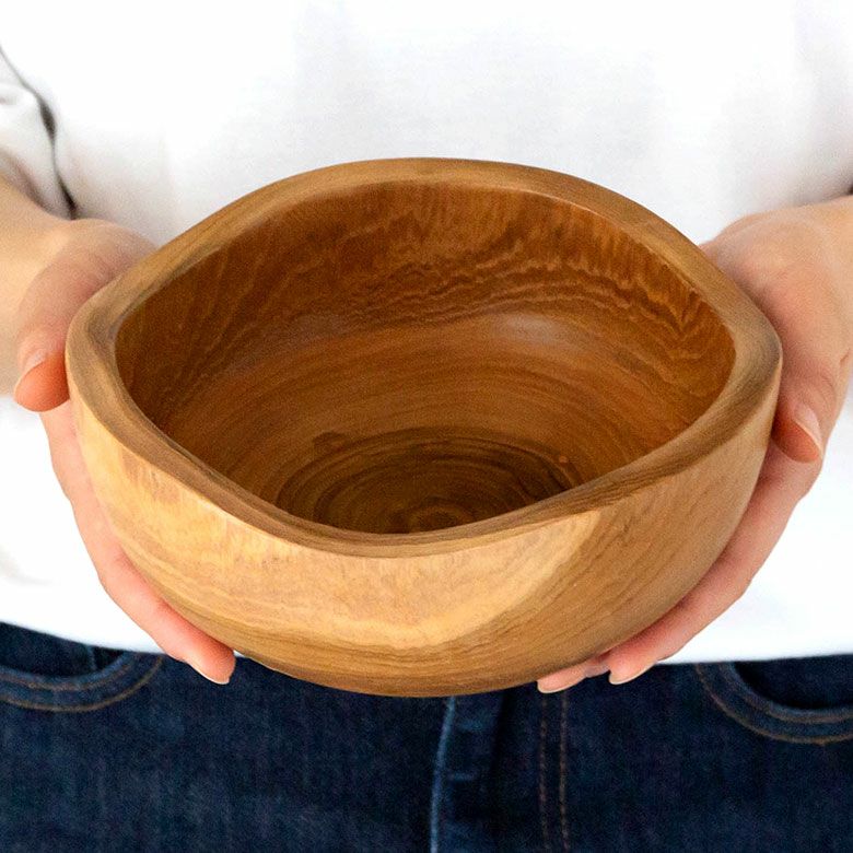 トレイ チークウッド 木製 ウッド ボウル Lサイズ ハンドメイド