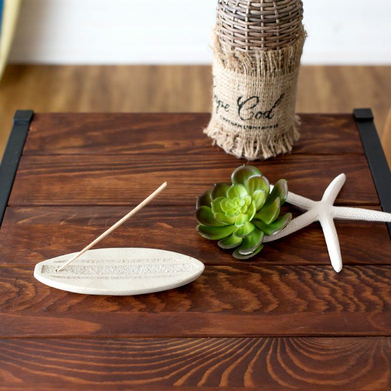 ストーンで出来たサーフボード型のお香トレー(12480)【インセン