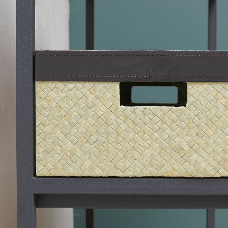 パンダン製ポイントレザーのスクエア収納ボックス［M］2色展開［bm-11741-bm-11742］