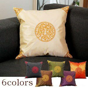 メール便対応】オリエンタルな刺繍のベトナム製クッションカバー