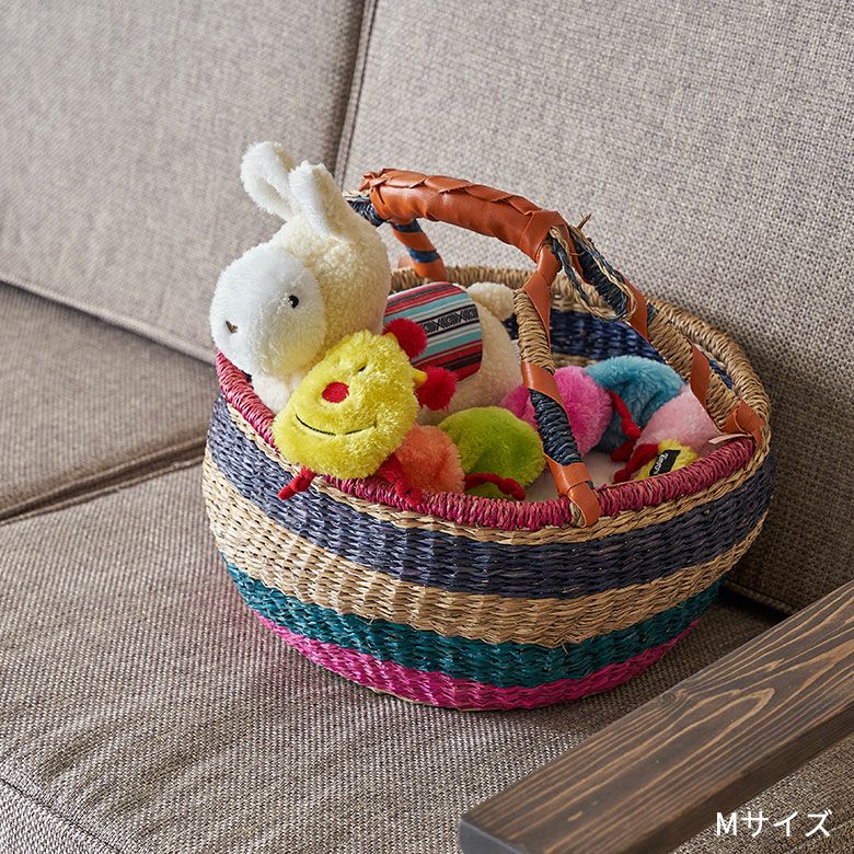 バスケット シーグラス 持ち手付き S M L 3個セット ナチュラル