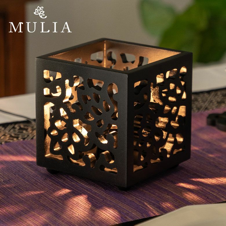 ロータスモチーフのアートパネルランプ MULIA ムリア 木彫り ロータスモチーフのアートパネルランプ MULIA ムリア 木彫り