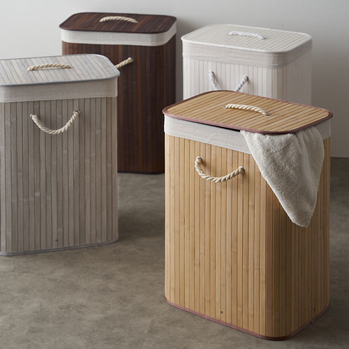 ロープハンドルがおしゃれなバンブーランドリーバスケット(65300)【ランドリーバッグおしゃれ収納かごランドリーバスケットかわいい洗濯かごランドリーボックス洗濯物入れ脱衣かご便利新生活塩系インテリア男前】