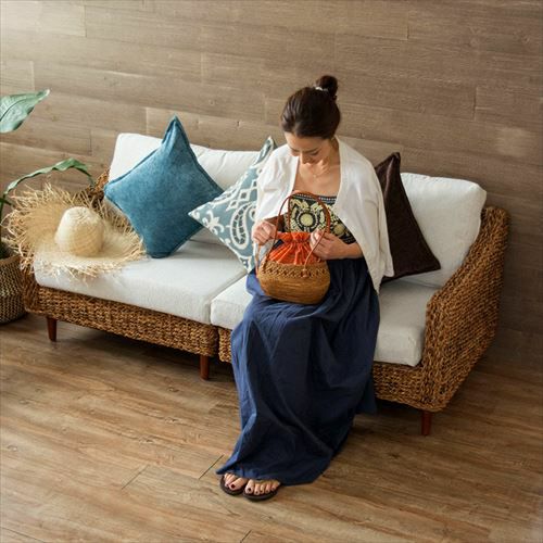 フクラ一人がけソファアバカ素材（マニラ麻）アジアン家具｜1人掛けソファ