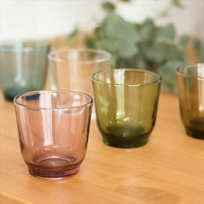 グラス タンブラー 220ml ソーダガラス製 コップ  [92092-cl 92092-bl 92092-gr 92092-br 92092-pu]【 ガラス食器 ガラスコップ カップ 食器洗浄OK 乾燥機OK ギフト カラーグラス 】