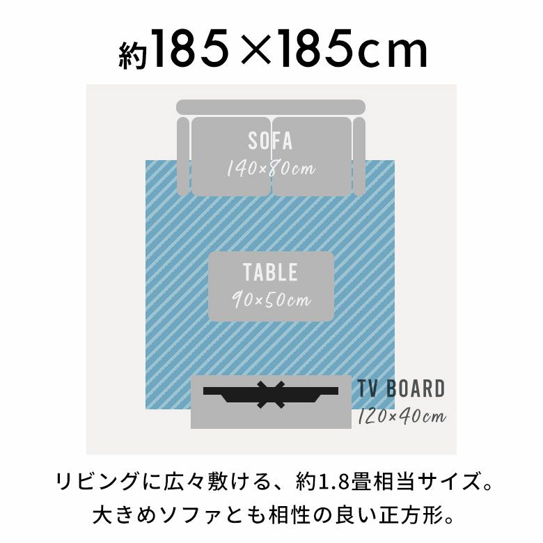 ラグラグマット約185×185cmベニオワレン風正方形滑り止め付きカーペット絨毯じゅうたんホットカーペット床暖房対応可敷物マットオールシーズン春夏秋冬シャギーモロッカンおしゃれ北欧リゾート雑貨インテリアアジアン[b2e-]