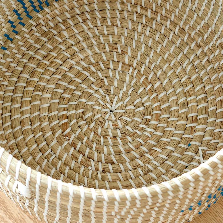 バスケットふた付き持ち手付きアフリカシーグラス製丸型39cm幅Lサイズかごバスケット収納セネガルバスケットサイザルバスケット蓋付きセネガルミニ高さ32cmおしゃれアジアン雑貨アフリカン[va51152]