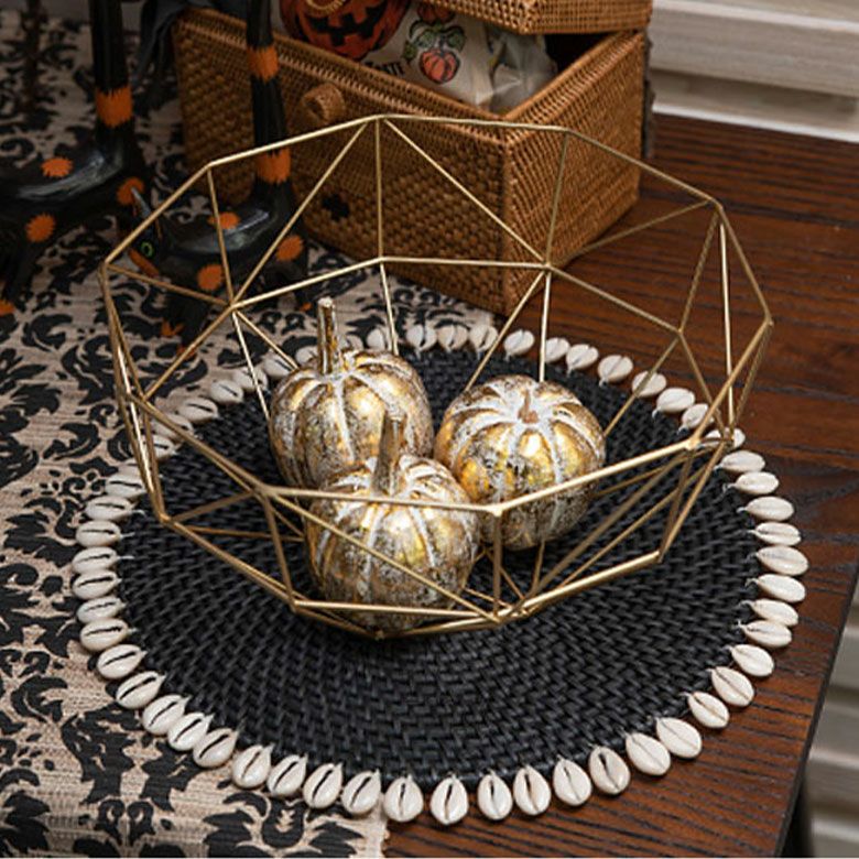 ランチョンマットラウンドラタン製シェル付き径約34cm[13498134991350014501]【プレースマットプレイスマットテーブルウエアテーブルコーディネートテーブルマットおしゃれアジアン雑貨リゾートバリ雑貨バリ島】