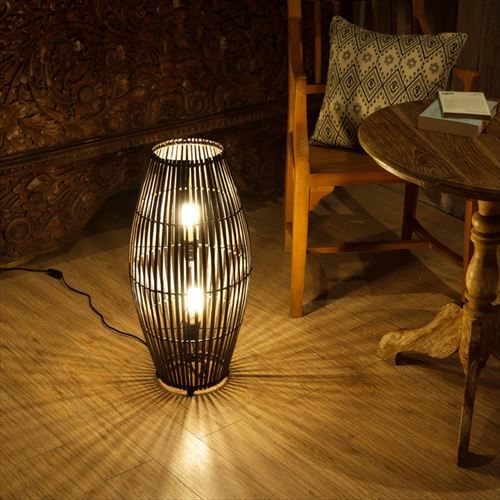 フロアライト コクーンタイプ Mサイズ バンブー製 LED 対応 高さ