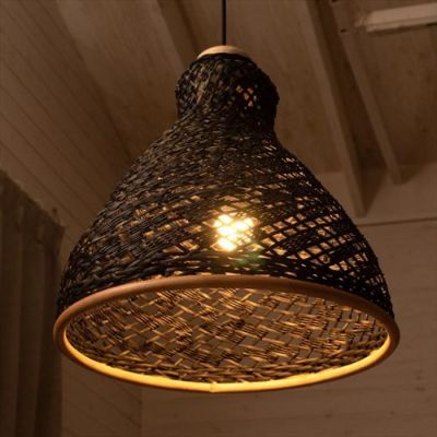 ペンダントライト リゾート 照明 ライト ランプシェード ラタン製 ラウンドBタイプ 1灯 口金E26 60W  LED 対応 径50cm 高さ53cm [13720]【 天井照明  インテリア照明 照明 アジアンランプ ペンダント照明 照明器具 