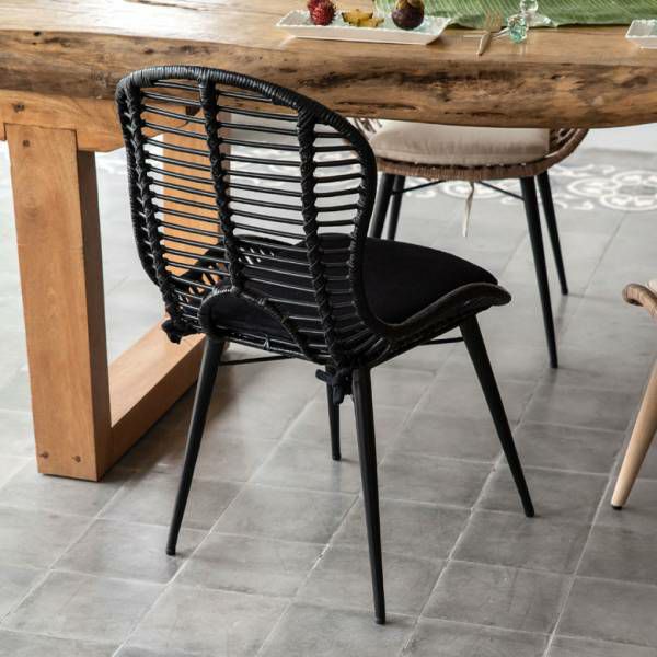 古家具◾️籐ラタン座面×鉄脚アイアンレッグ チェア 椅子 イス B