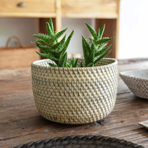 アジアン 竹製 鉢カバー ②プランターカバー 大小2個セット バリスタイル