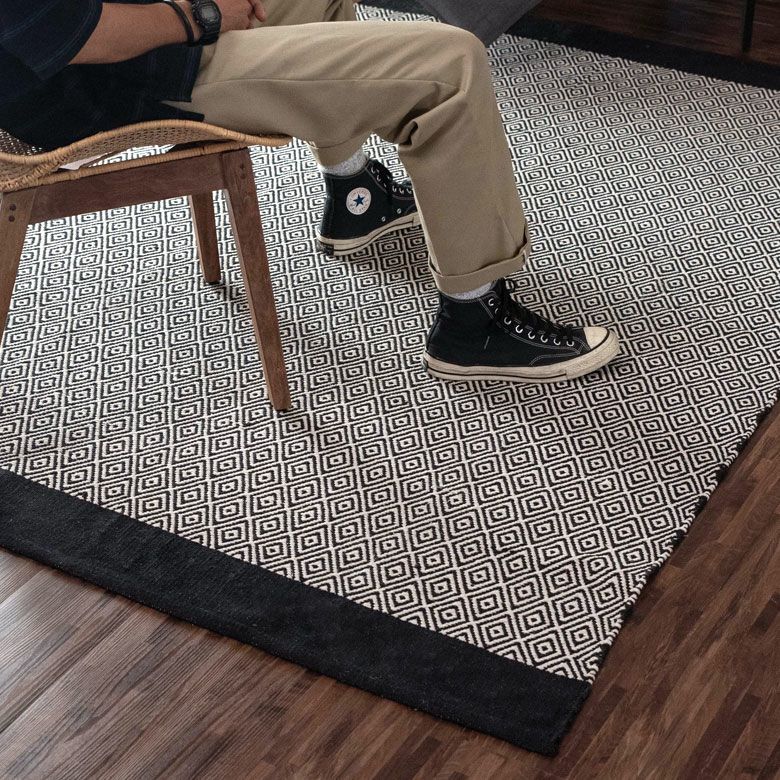 ラグマット 絨毯 140×200cm 長方形 インド製 コットン 綿 ウレタンフォーム デニムラグ リビング ダイニング ベッドルーム 寝室〔代引不可〕 最大2000円クーポン ラグ ラグマット 約140×200cm