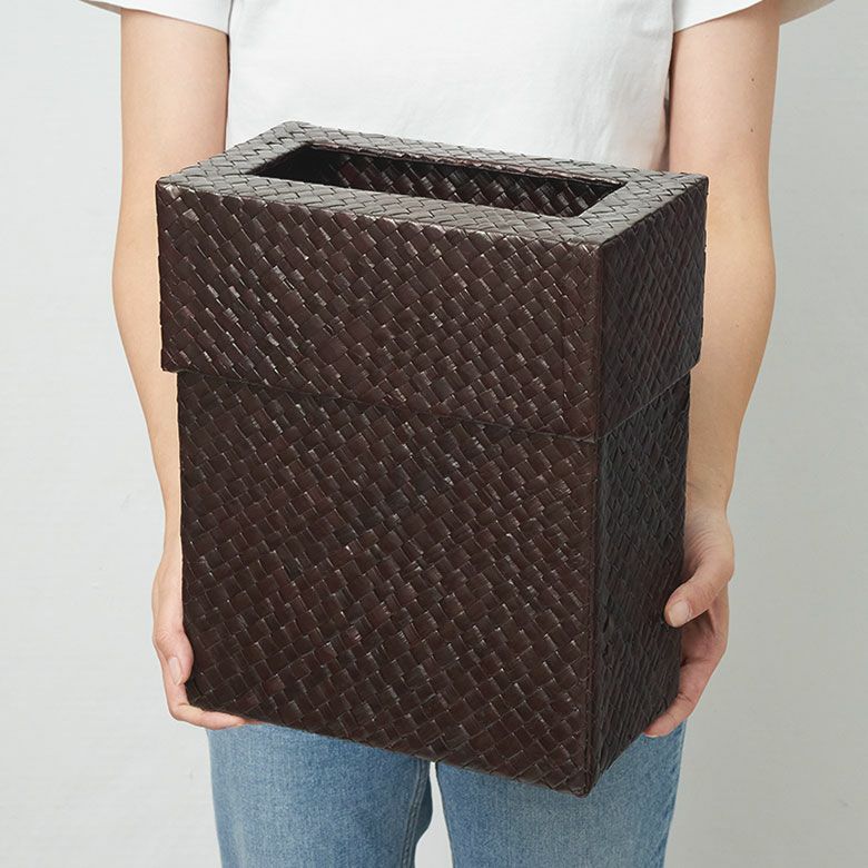 ゴミ箱パンダン製正方形中の袋が見えない被せるタイプ[set-11560set-11561set-11562]【ダストボックスアジアンバリ雑貨アジアン雑貨おしゃれボックス見えないモダンエスニックナチュラルゴミ箱ごみ箱インテリア寝室アジアン雑貨】