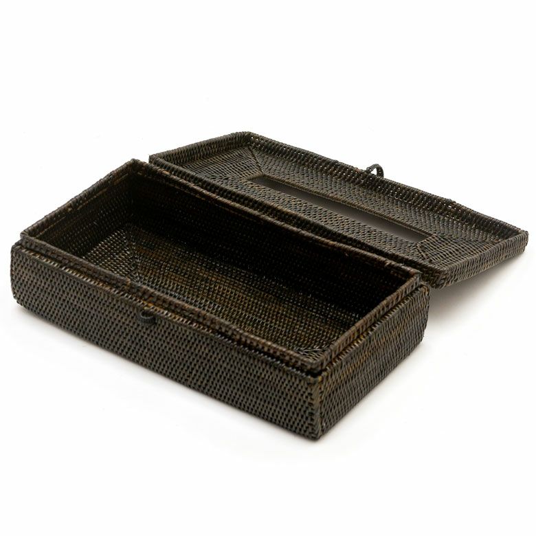 アタ製 アジアン ティッシュケースカバー[ダークブラウン][2806b