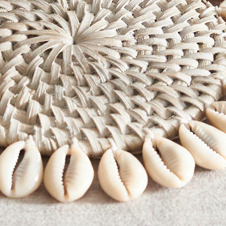 【メール便対応】コースターラタンラウンド約W14cm×D14cm×H0.5cmシェル貝キッチン雑貨[13893]【円型丸形テーブルウェアコーラルターコイズホワイトグレーエスニックおしゃれリゾートアジアン雑貨アジアバリ雑貨】