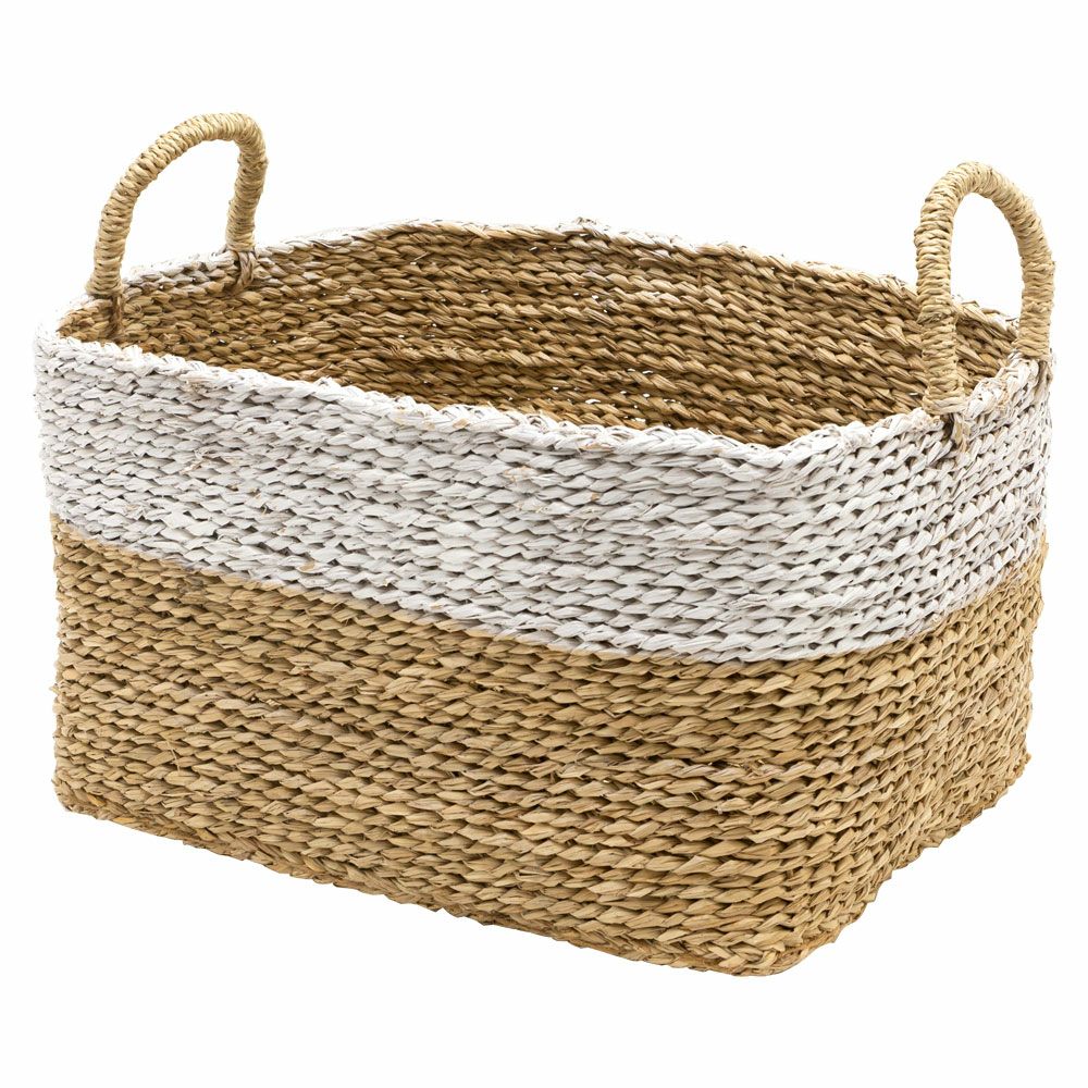 バスケット かご スクエア バイカラーバスケット シーグラス 持ち