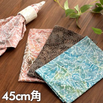 【メール便対応】ナプキン ナフキン バティック 布 さらさ 更紗 インドネシア バリ島 約45×45 [13848]【 ハンドメイド マルチカバー ピンク ブルー 手染め ろうけつ染め スタンプ コットン 綿 マルチクロス タペス