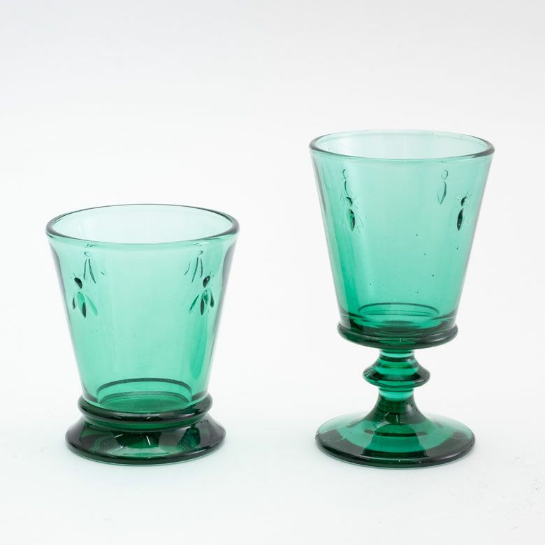 グラス 脚付き ガラス 240ml グリーン [98305]【 ワイングラス
