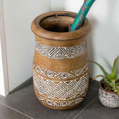 傘立て プランターカバー ポットカバー 木製 ウッド スンバ W 30cm D 30cm H 45cm [13943]【 ハンドメイド オブジェ 木彫り 彫刻 カービング 鉢 観葉植物 グリーン フラワー ボヘミアン コースタル モダン おしゃれ 