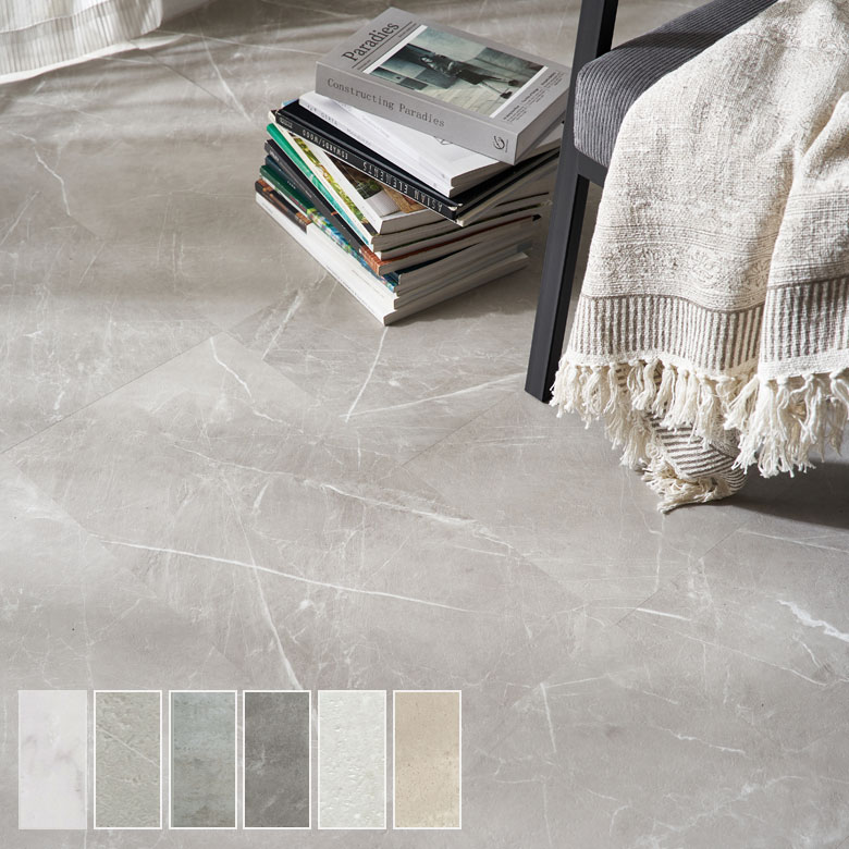 フロアタイル床タイル54枚セット約6畳置くだけ吸着貼ってはがせる接着剤不要敷くだけグレーホワイト置き敷きタイプ[set54-84]【天然石風大理石マーブルフローリングマットストーン調フロアタイルホワイトインテリア賃貸石目リゾートアジアン】