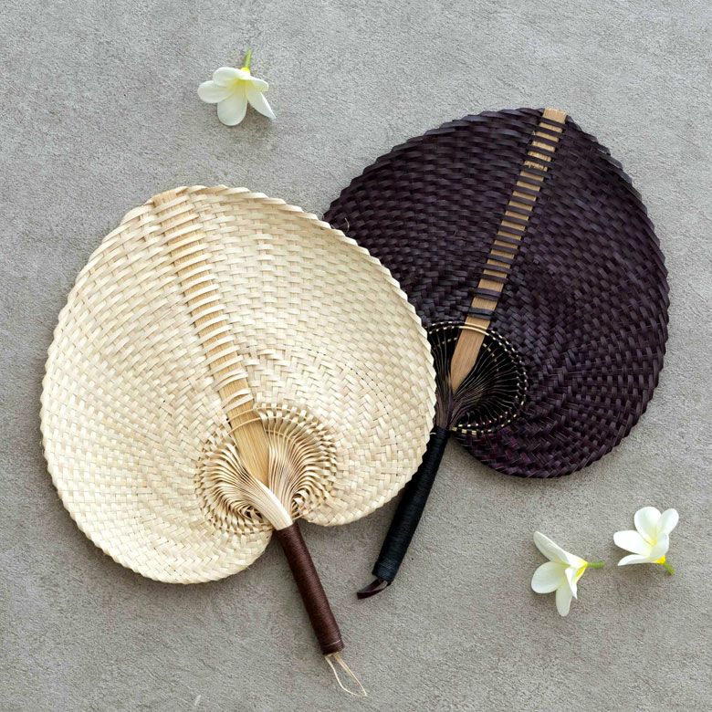 うちわ 団扇 扇子 せんす ロンタル 椰子製 ハンドメイド シンプル 約 W 
