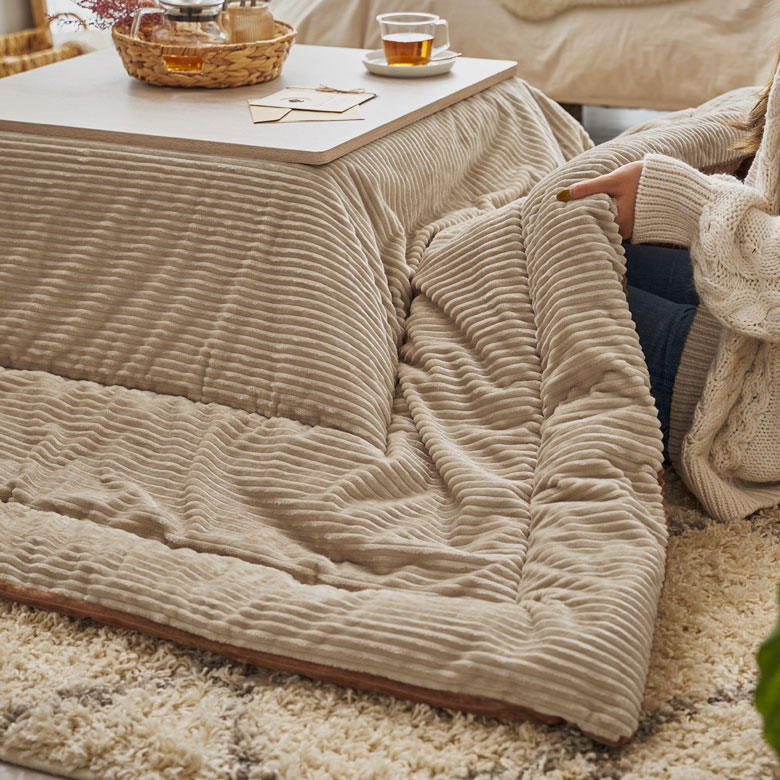 こたつ布団長方形240×190cmコーデュロイ無地リバーシブルキルティングベージュブラウンアッシュブルーブルー[70107]【こたつ掛け布団洗えるポリエステル暖房器具コタツ北欧おしゃれ可愛いシンプルカジュアルこたつ布団アジアン雑貨】