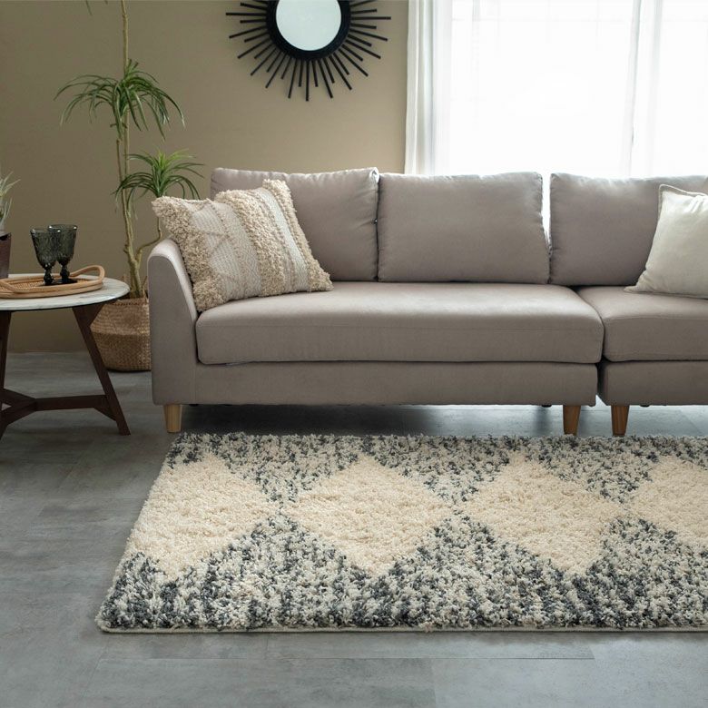 ラグ ラグマット ダイヤ柄 ダイヤモンド シルエット デザイン 白黒