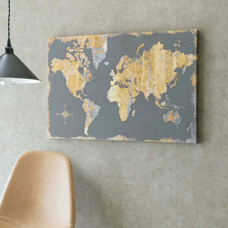 Amazon.co.jp: 世界地図 キャンバスアートパネル アンティーク風