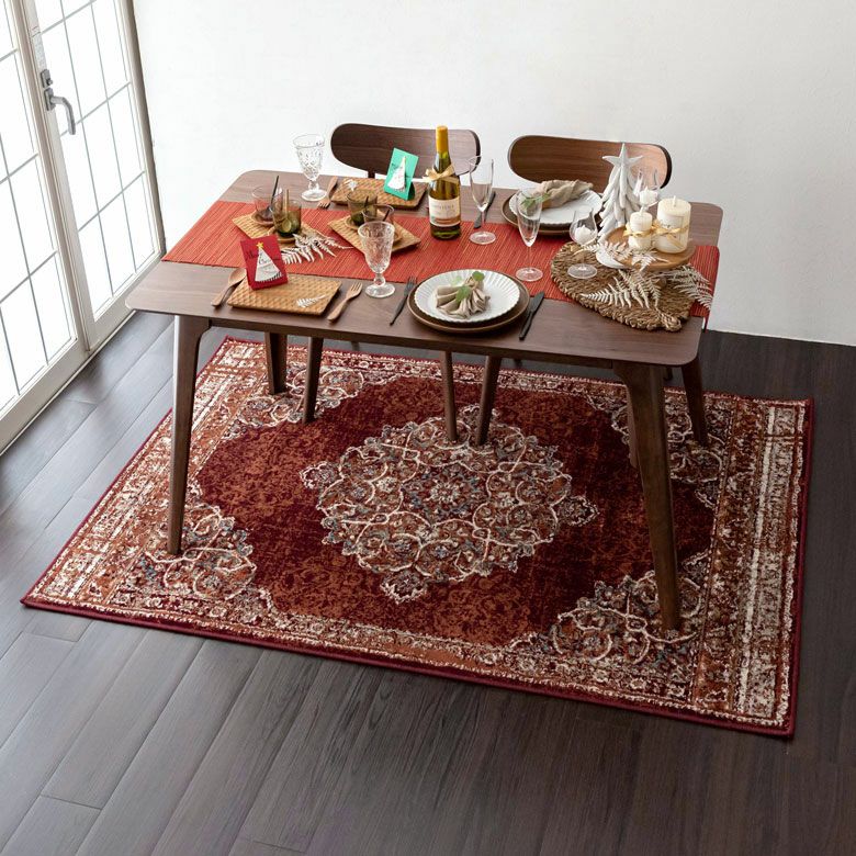 ラグラグマット約130×190cmエジプト製ペルシャ絨毯風メダリオンアンティーク風[eg84101]【赤レッドベージュアイボリーカーペットおしゃれじゅうたんオールシーズンペルシャ風モロッカンモロカンナチュラルエスニックオリエンタルアジアン】